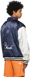 Rhude Navy & White Varsity Jacket