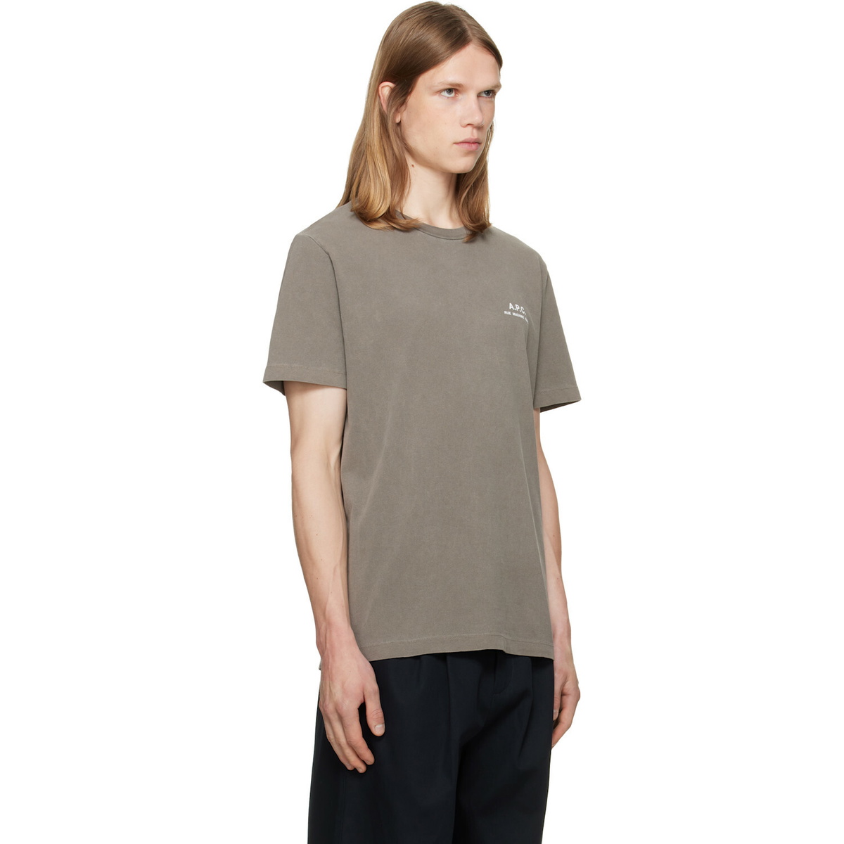 A.P.C. Gray 'A.P.C. Rue Madame' Logo T-shirt