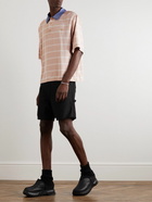 4SDesigns - Striped Woven Polo Shirt - Orange