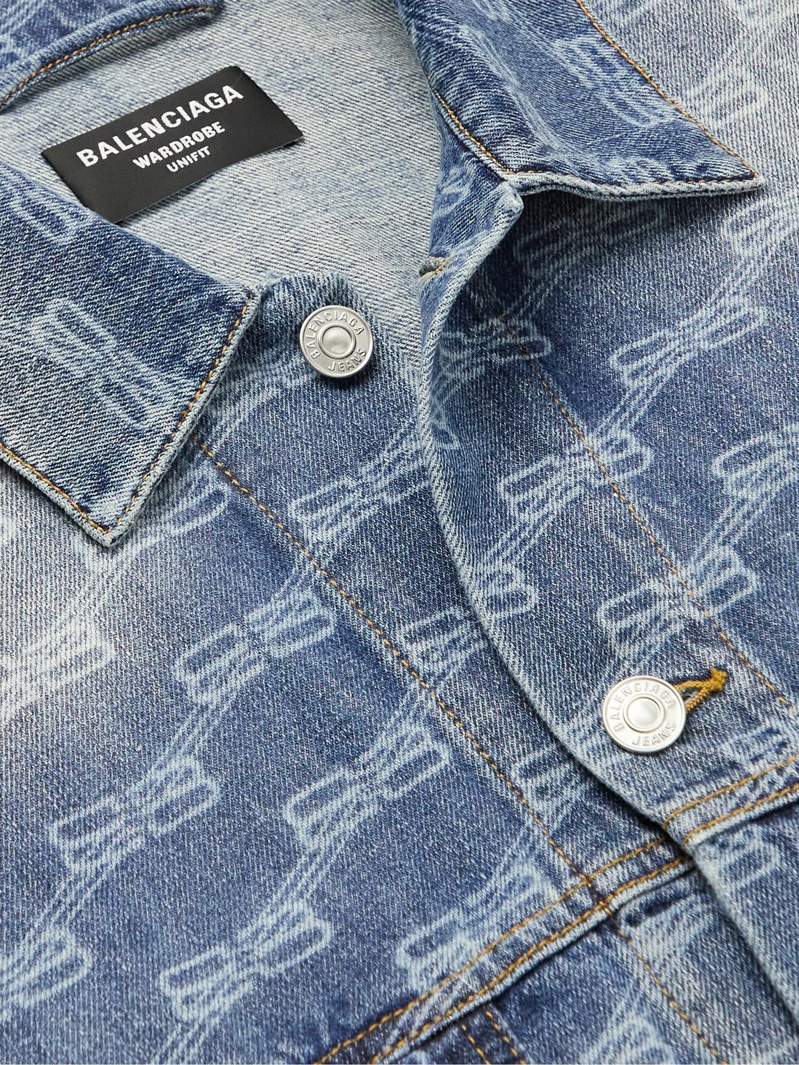 Balenciaga - Logo-Print Denim Jacket - Blue Balenciaga