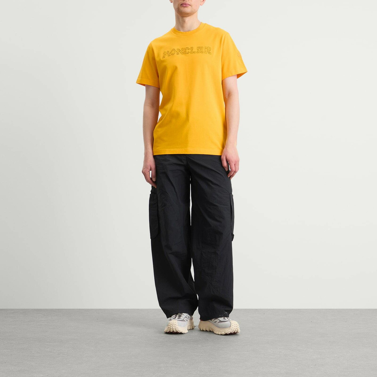 Moncler Men's Sketch Logo T-Shirt in Yellow Moncler
