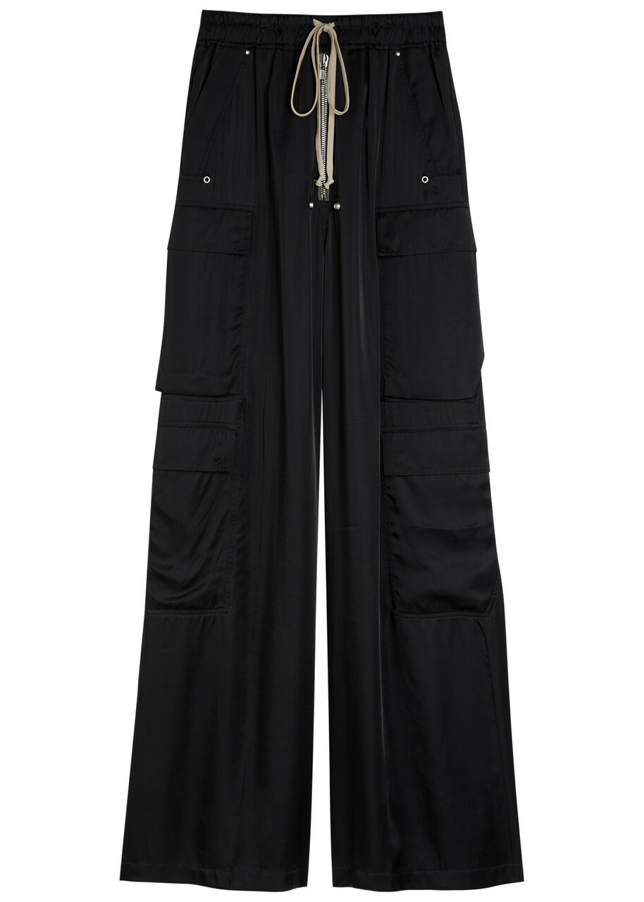 Rick Owens Cargobelas Wide-leg Satin Trousers Black