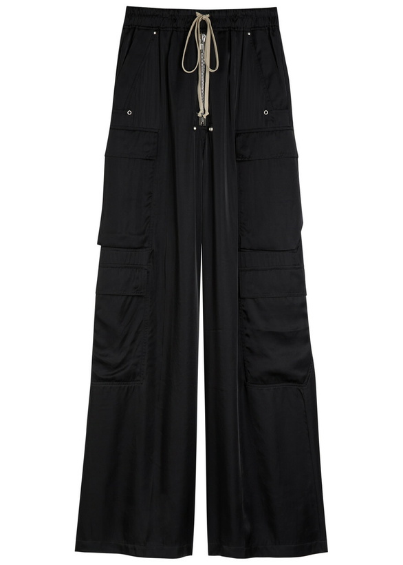 Photo: Rick Owens Cargobelas Wide-leg Satin Trousers Black