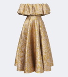 Markarian Floral off-shoulder brocade cocktail dress