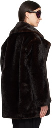 Coperni Brown Notched Lapel Faux-Fur Coat