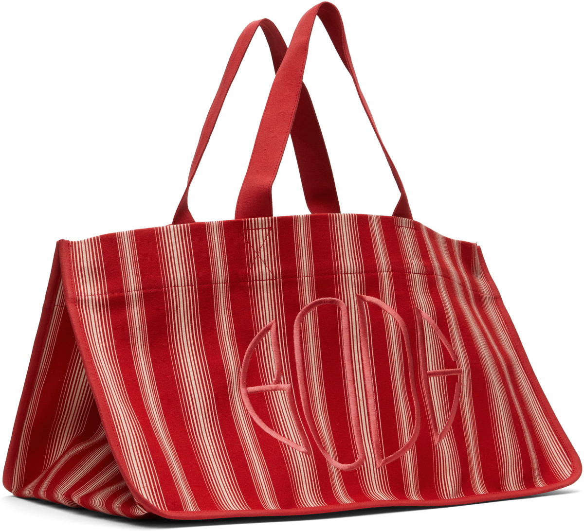 Bode Red & Off-White Parasol Stripe Tote