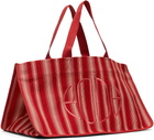Bode Red & Off-White Parasol Stripe Tote