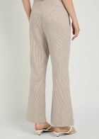 Vince Ticking Striped Flared-leg Linen and Cotton-blend Trousers Taupe