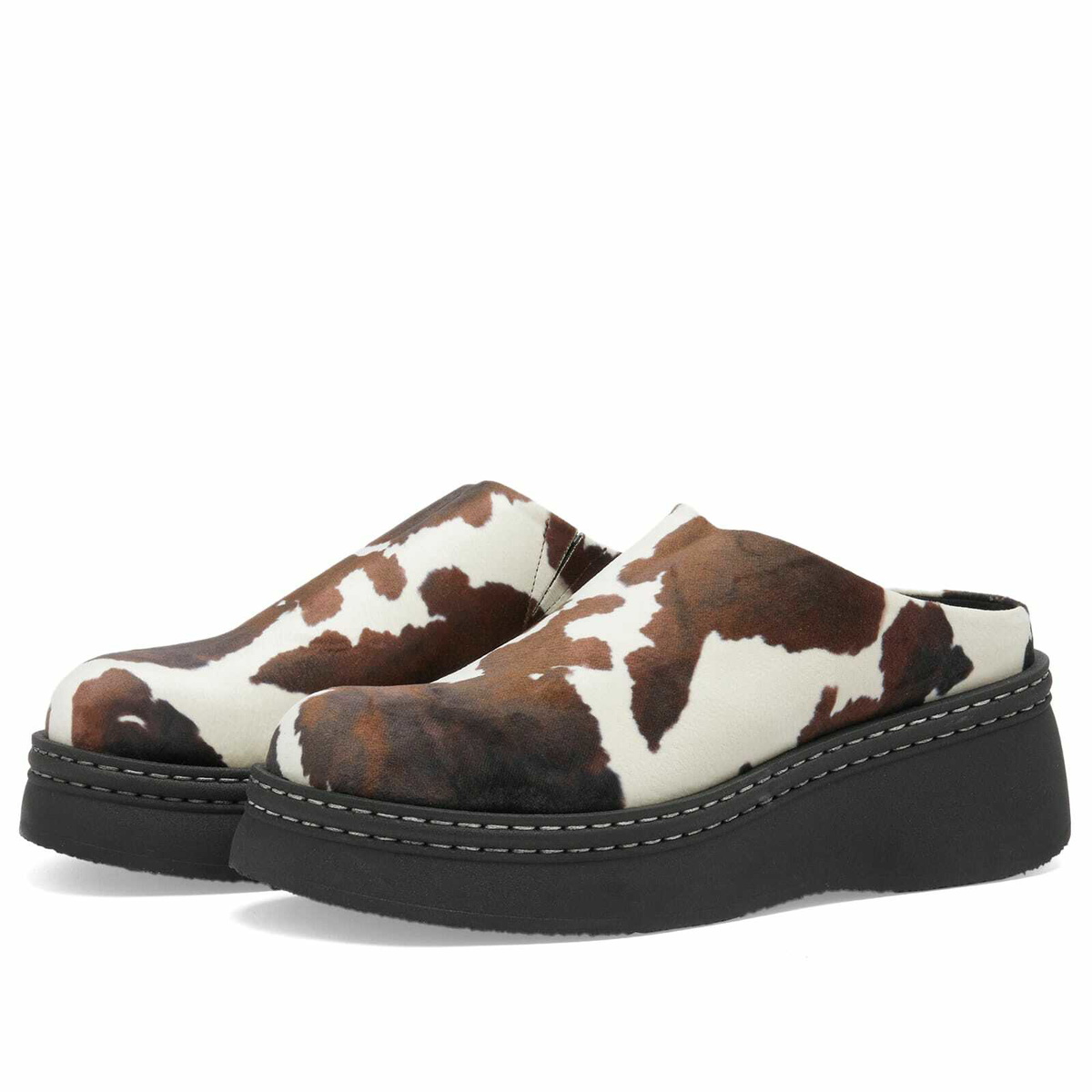 MIISTA Women's Kristi Cow Mules in Black/Brown MIISTA