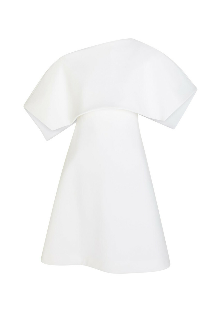A.W.A.K.E Mode Cape-effect Crepe Mini Dress White