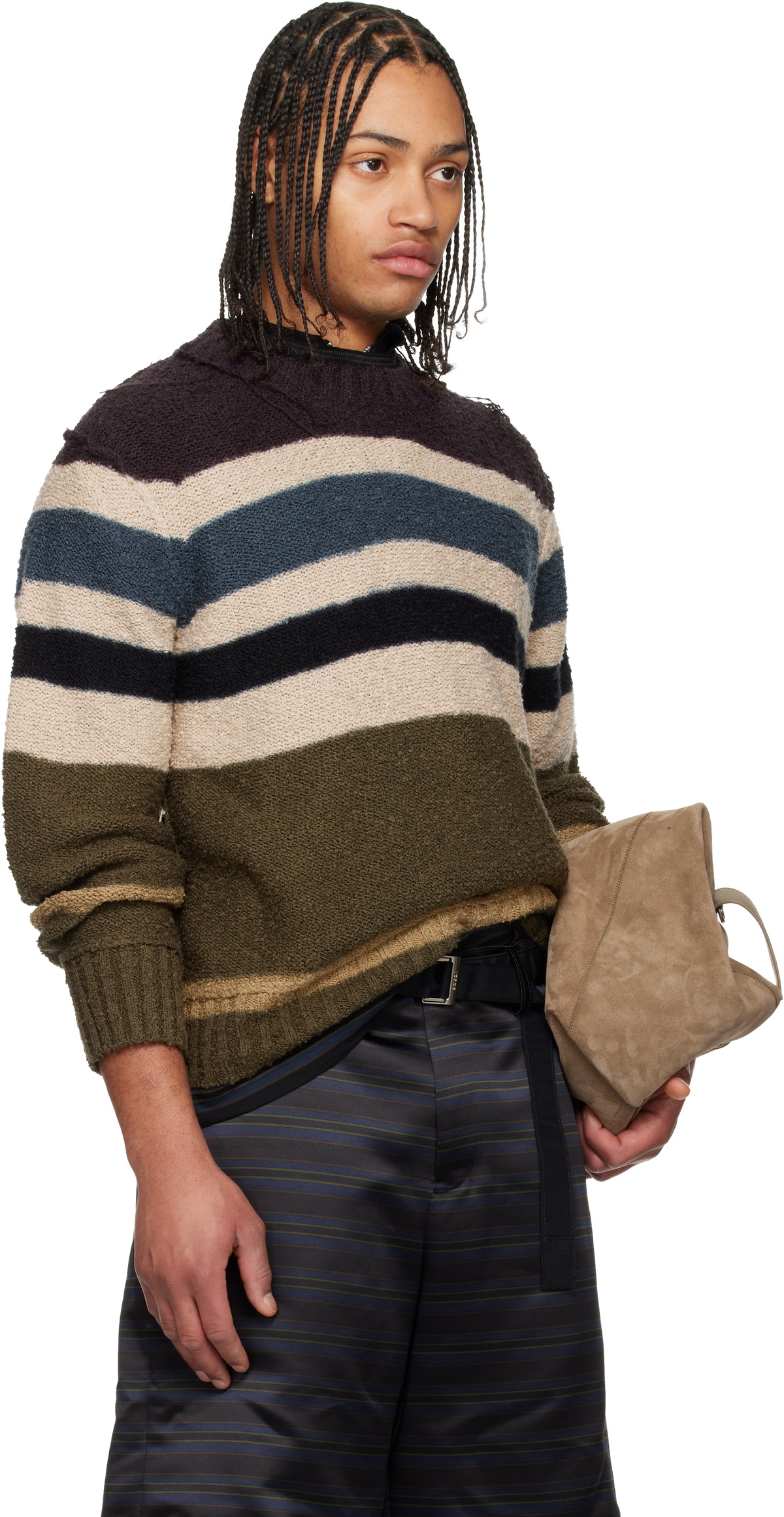 sacai Multicolor Horizontal Stripe Knit Pullover Sweater