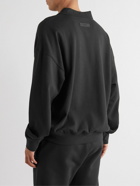 FEAR OF GOD ESSENTIALS - Logo-Flocked Cotton-Jersey Polo Shirt - Black