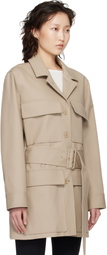 Courrèges Beige Utility Belted Coat