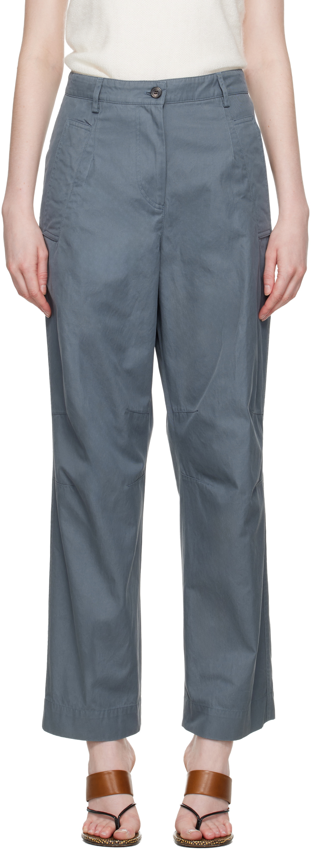 Dries Van Noten Blue Cotton Trousers
