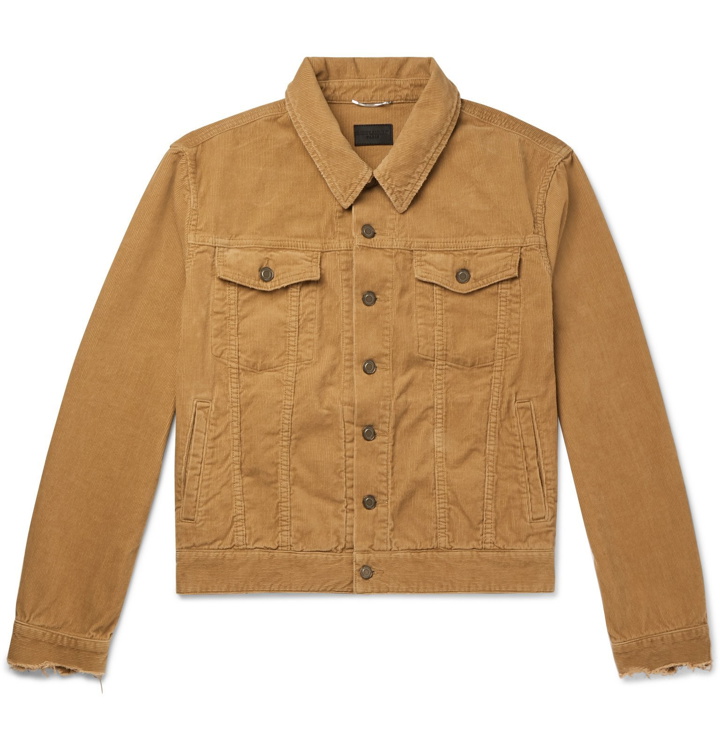 Photo: SAINT LAURENT - Slim-Fit Distressed Cotton-Corduroy Jacket - Neutrals