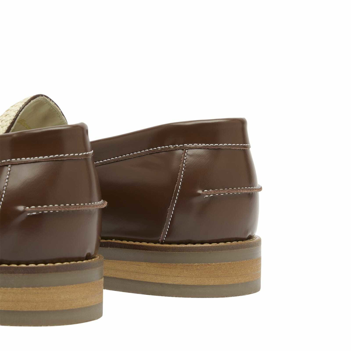 Duke + Dexter Men's Wilde Lemon Raffia Penny Loafer in Chestnut