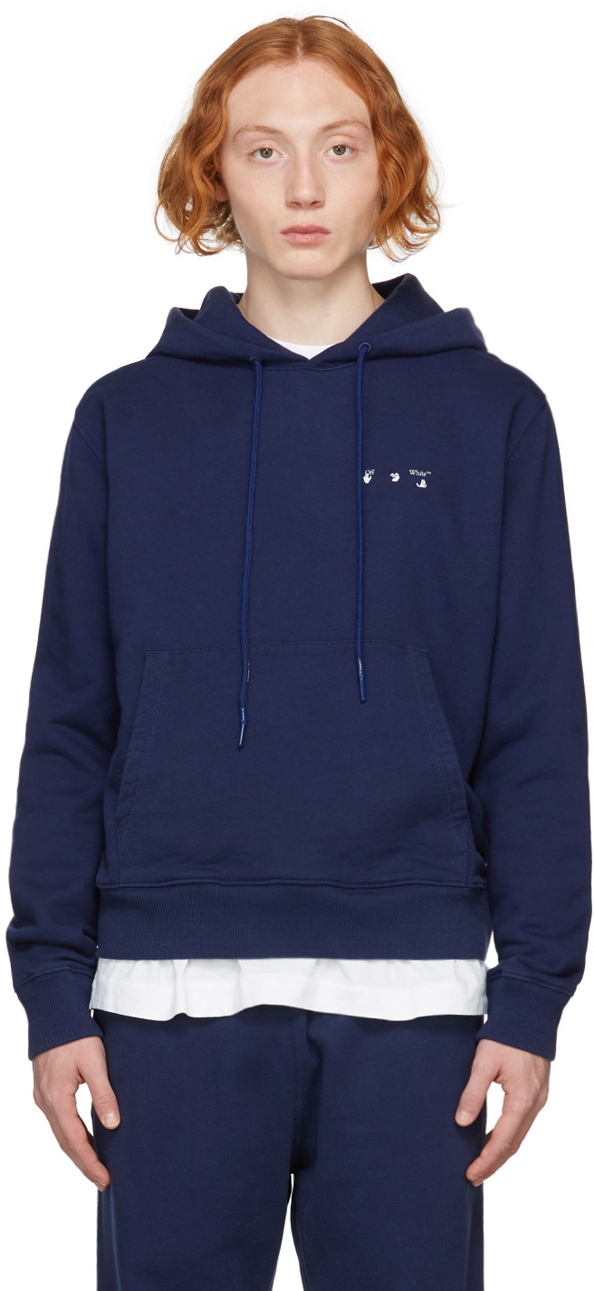 Off white navy hoodie new arrivals