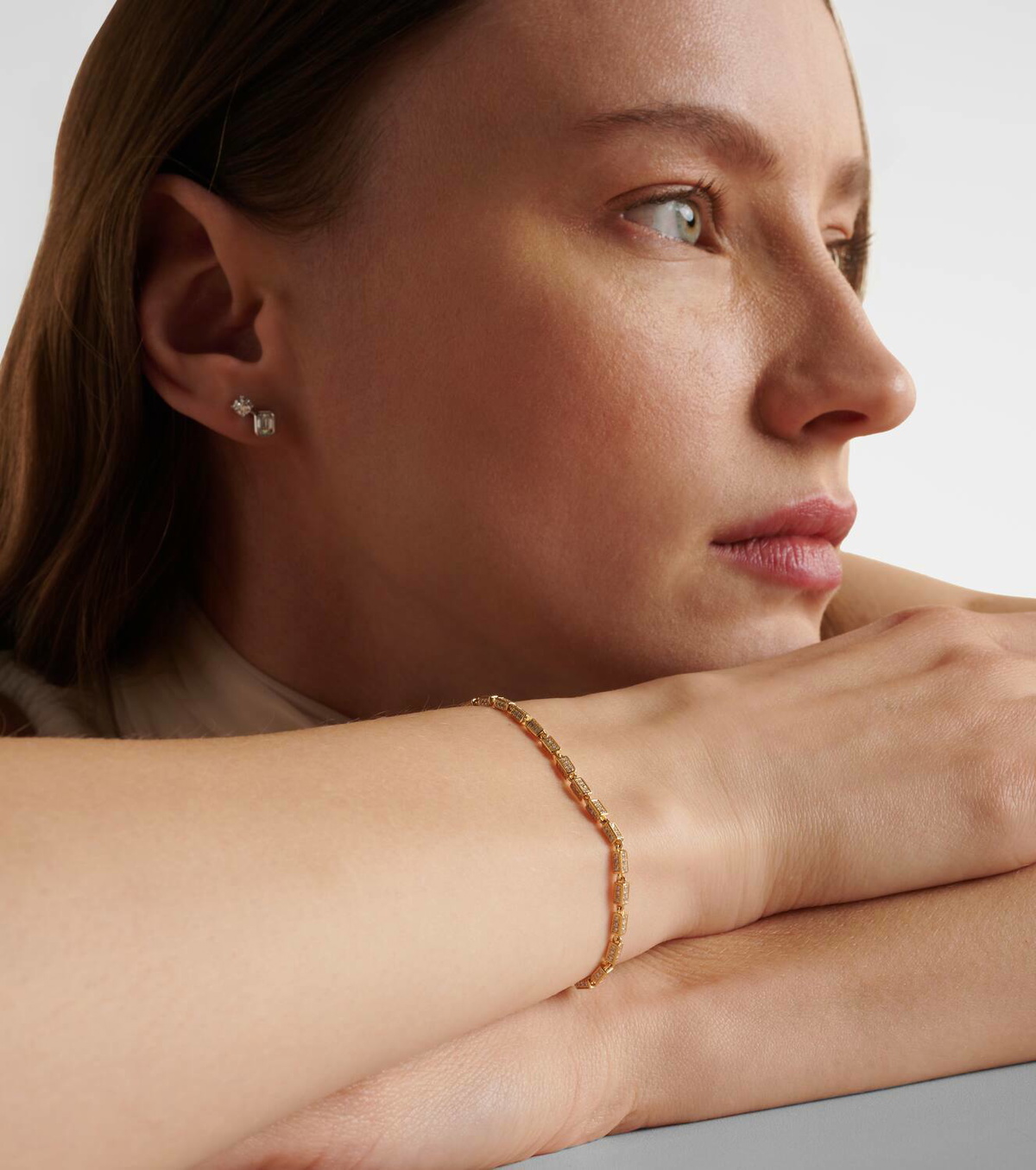 Suzanne Kalan Block-Chain Mini 18kt gold bracelet with diamonds