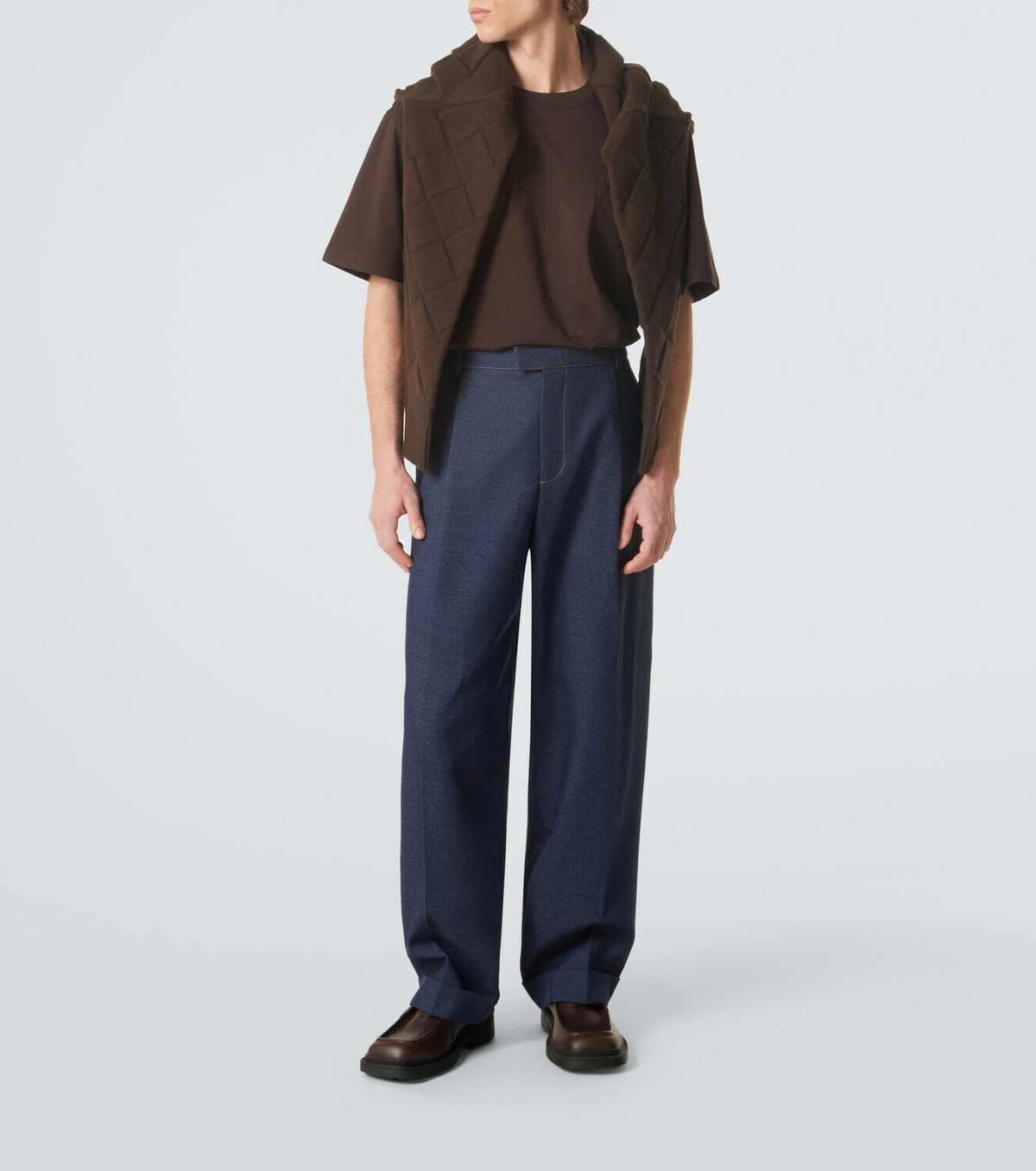 Bottega Veneta Suede-trimmed cotton jersey T-shirt