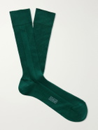 TOM FORD - Logo-Embroidered Ribbed Cotton Socks - Green