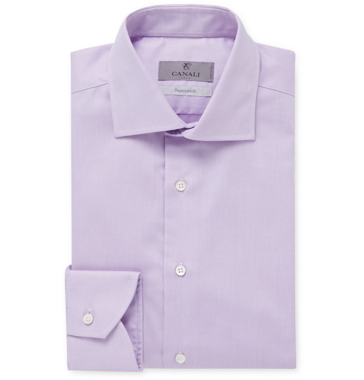 Photo: Canali - Cutaway-Collar Pin-Dot Cotton Shirt - Purple