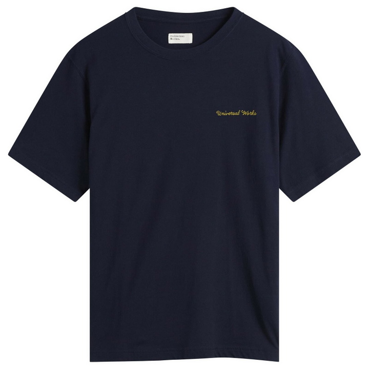 Photo: Universal Works Men's Wish You Were Here T-Shirt in Navy