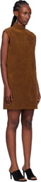 AO Yes Brown Cap Sleeve Faux-Suede Minidress