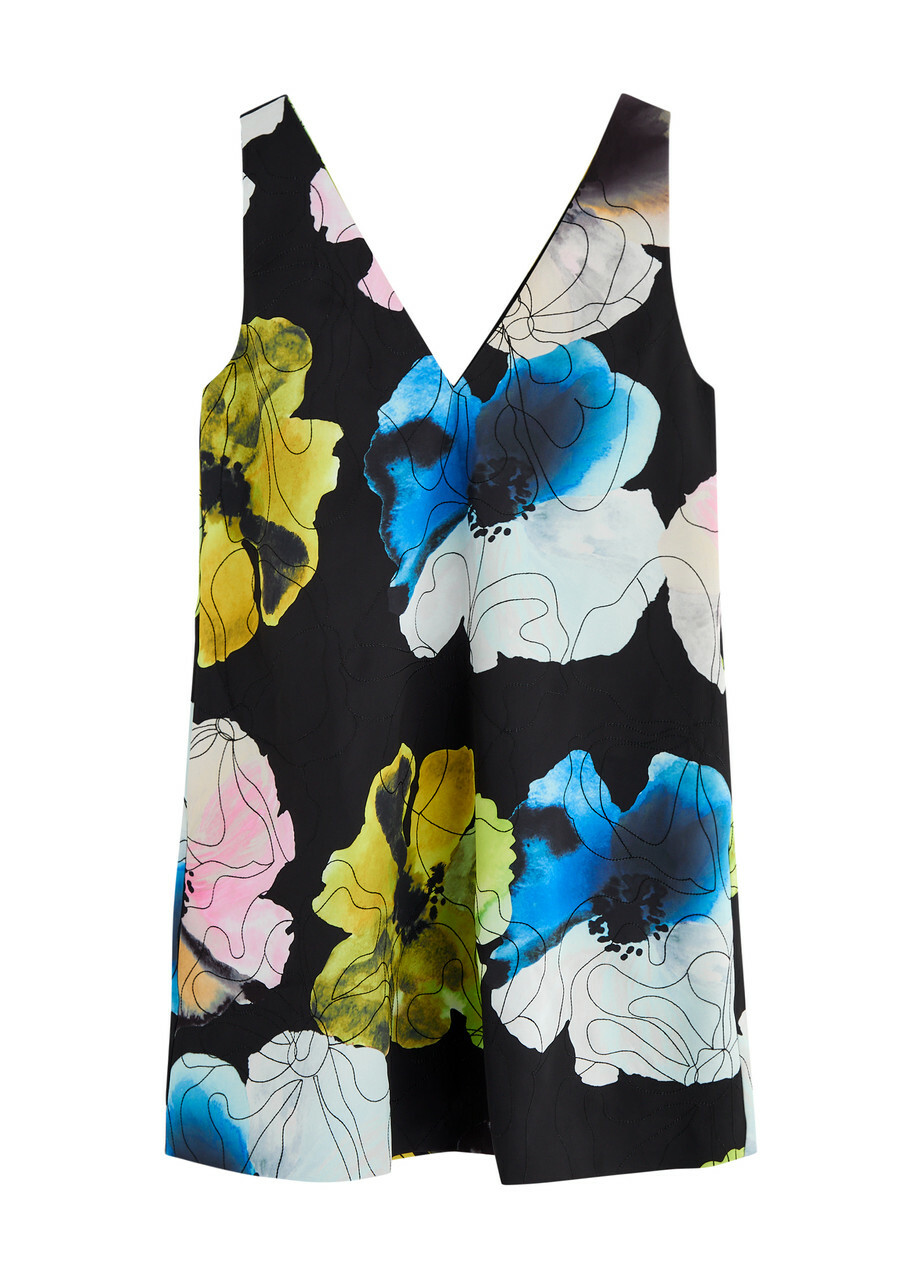 Stine Goya Floral-print Embroidered Satin Mini Dress Multicoloured 1