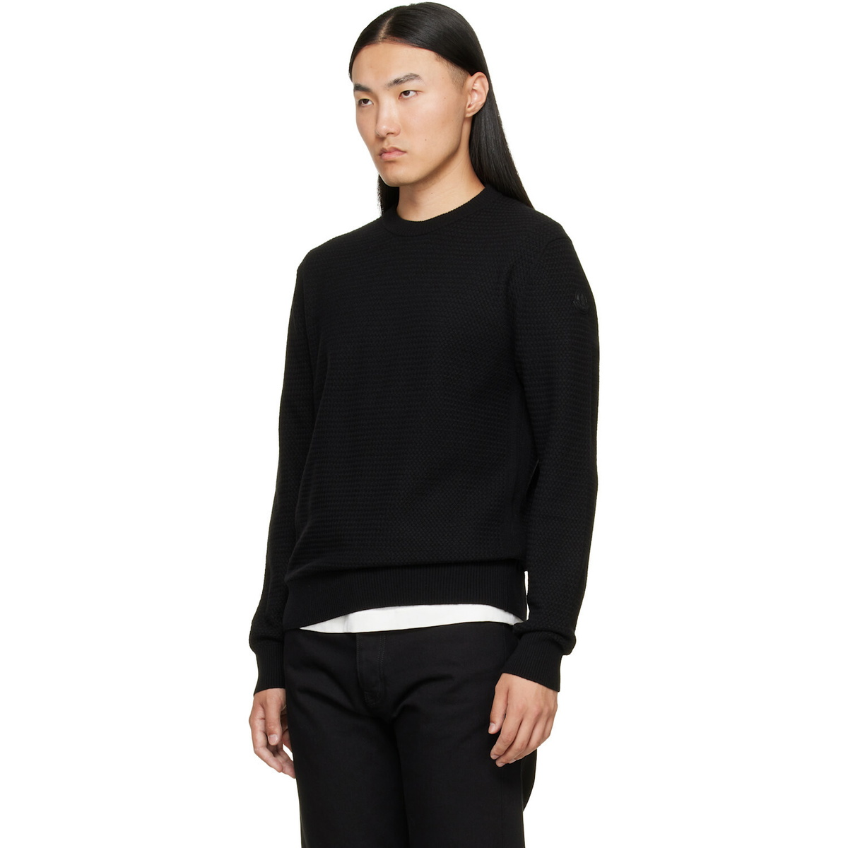 Moncler Black Textured Cashmere & Wool Sweater