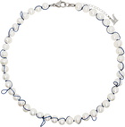 Marland Backus White Knotted Pearl Necklace