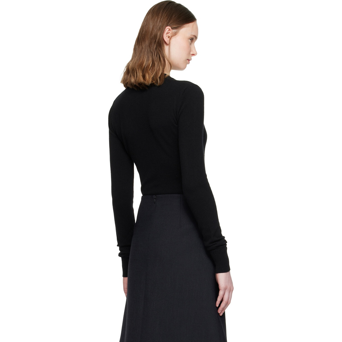 Stella McCartney Black Crewneck Ribbed Long-Sleeve Bodysuit