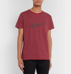 SAINT LAURENT - Logo-Print Striped Cotton-Jersey T-Shirt - Red