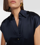 Vince Ruched silk satin blouse