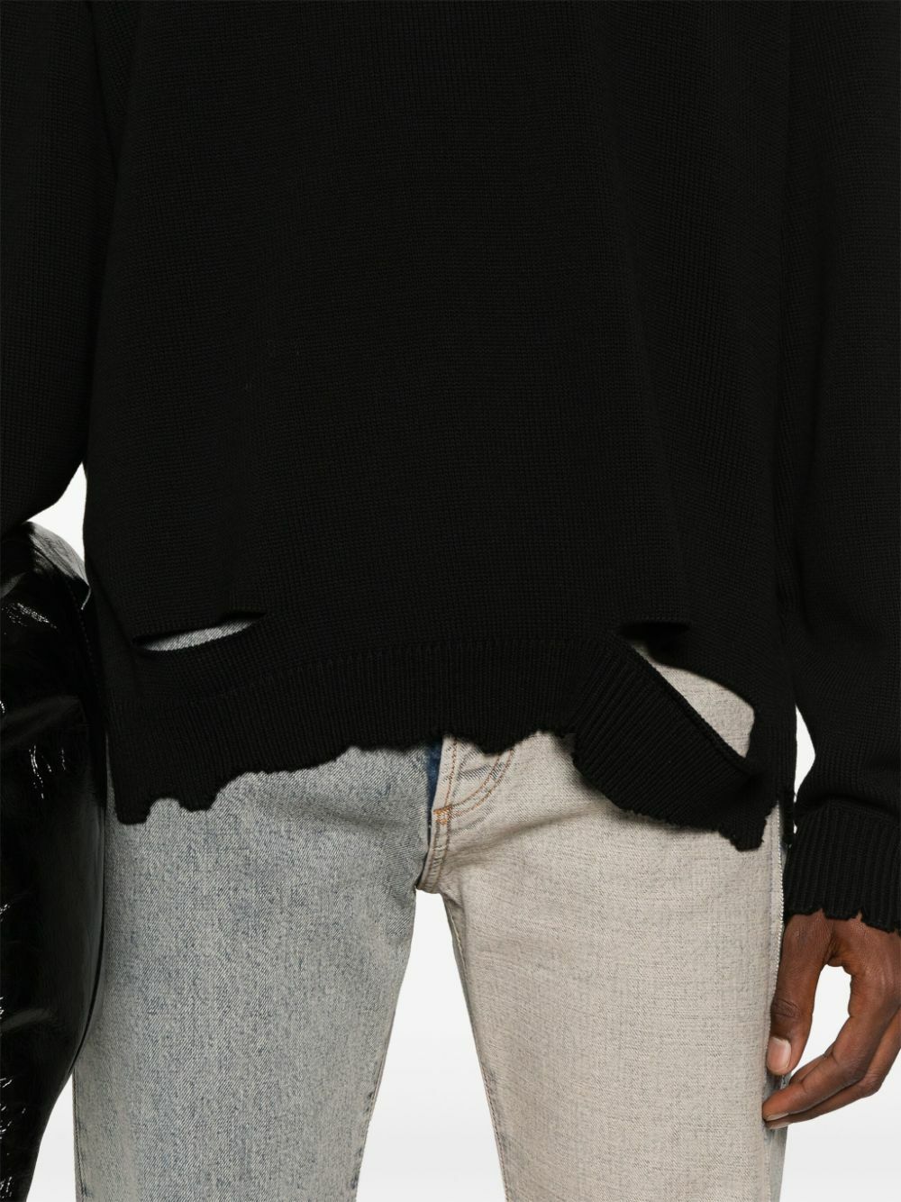 Helmut Lang Distressed Ribbed Sweater