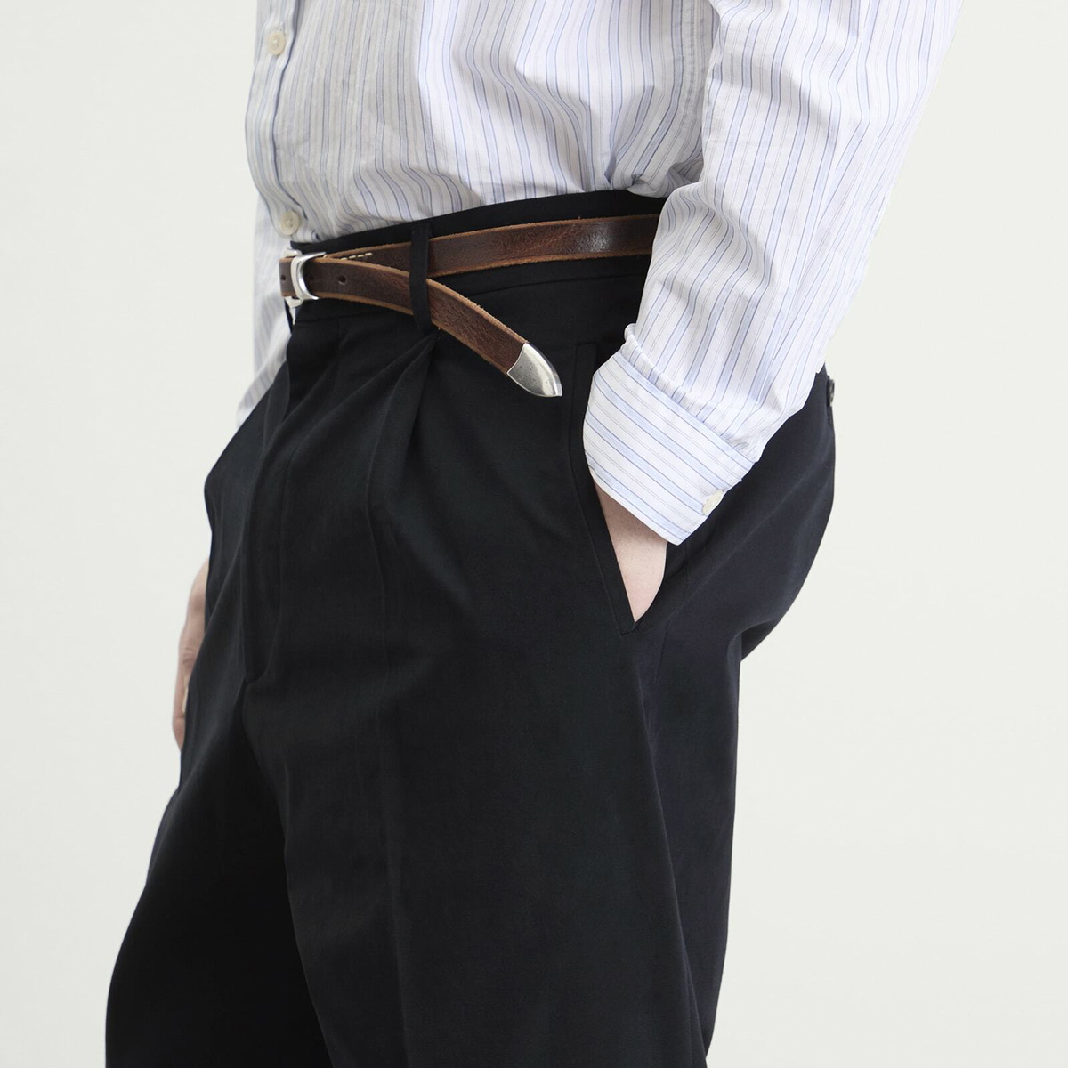 Le Père Men's Pleated Trousers in Navy