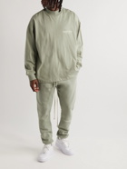 FEAR OF GOD ESSENTIALS - Slim-Fit Tapered Logo-Flocked Cotton-Blend Jersey Sweatpants - Green