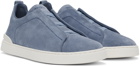 ZEGNA Blue Triple Stitch Sneakers