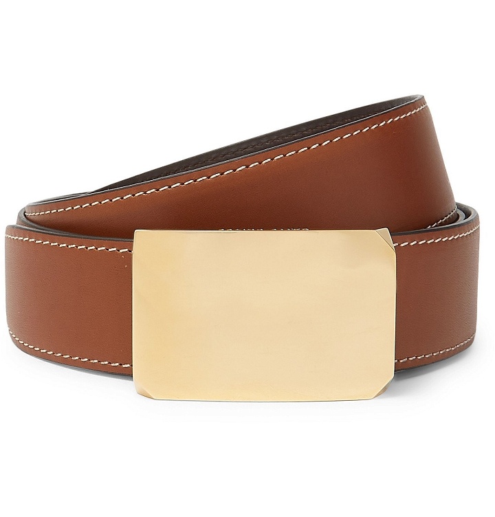 Photo: SALLE PRIVÉE - 4cm Brown and Tan Milton Reversible Leather Belt - Brown