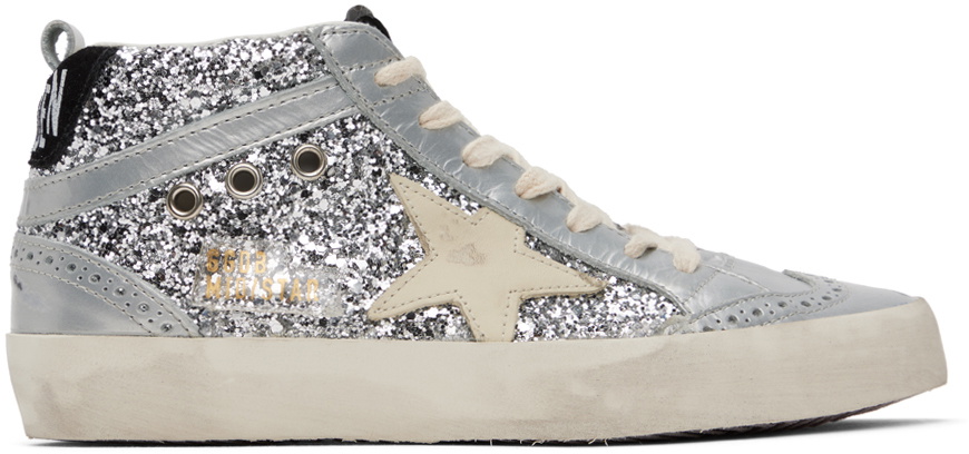 Golden Goose Silver Mid Star Sneakers Golden Goose Deluxe Brand