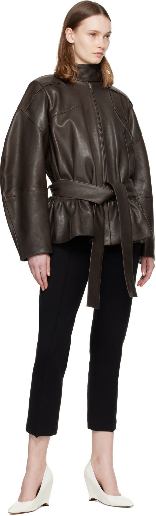 FIDAN NOVRUZOVA Khaki Julia Leather Jacket
