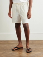 UMIT BENAN - Julian Straight-Leg Silk-Poplin Shorts - Neutrals