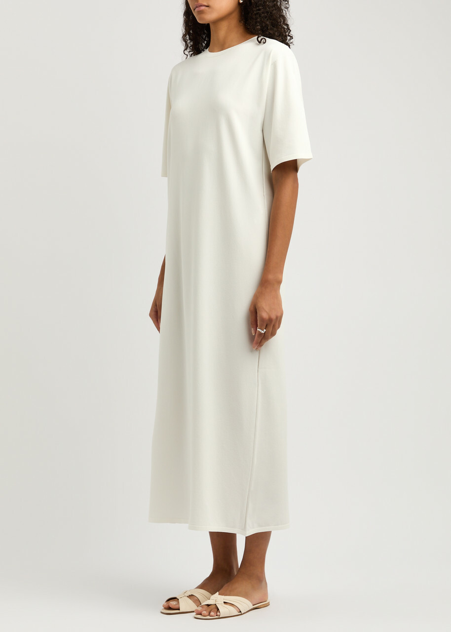 The Row Gitu Knitted Midi T-shirt Dress White The Row
