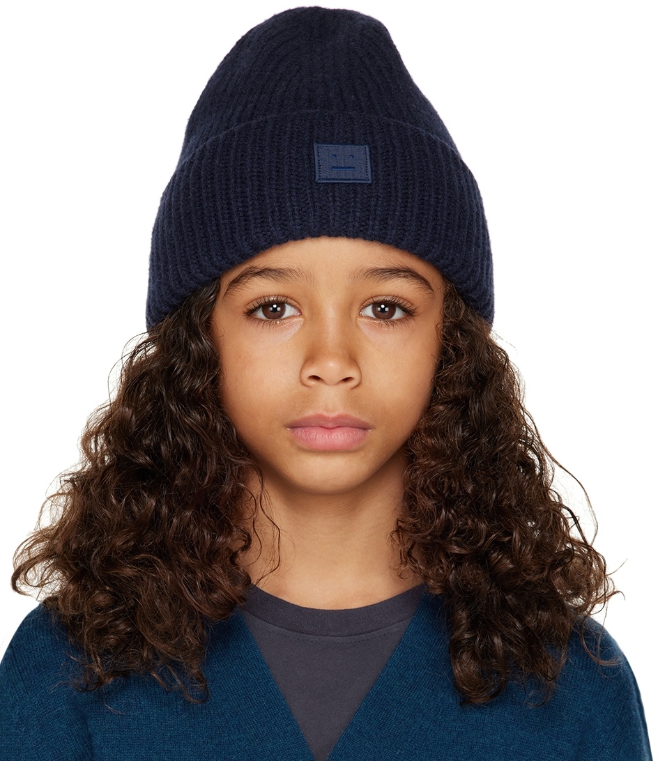 Acne Studios Kids Navy Patch Beanie Acne Studios display picture 1