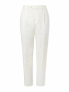 Lardini - Soho Tapered Pleated Linen-Twill Trousers - White