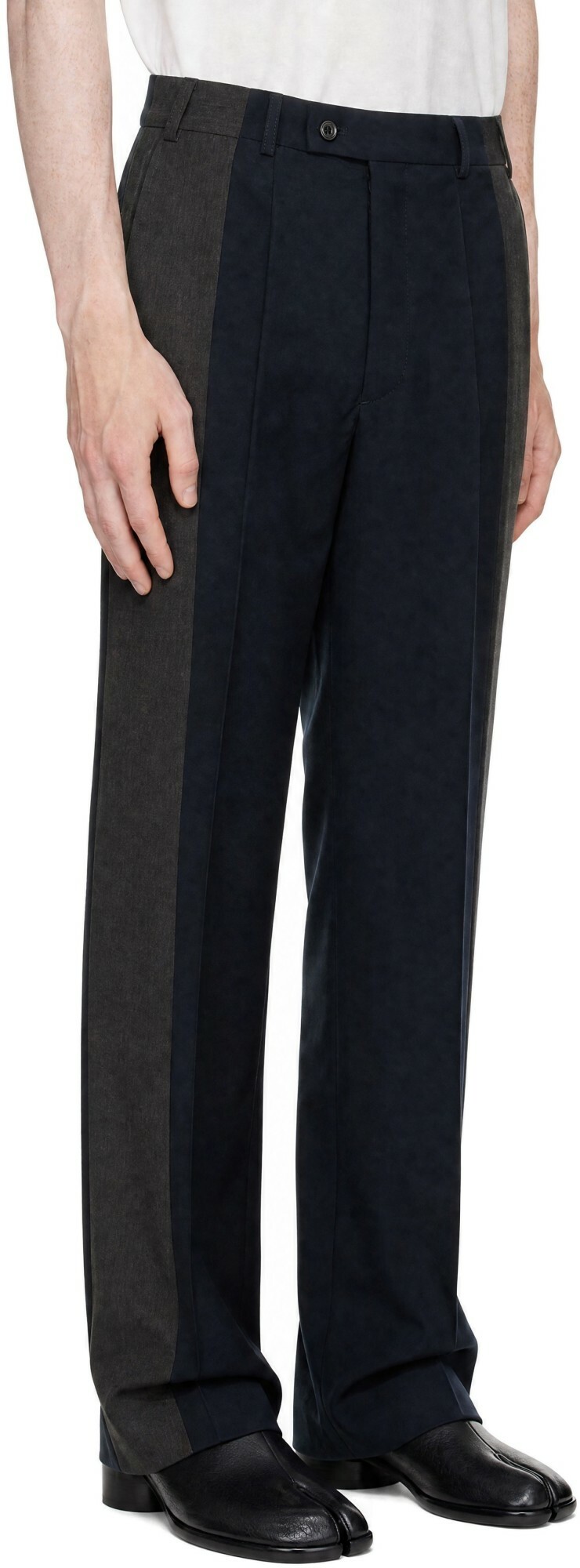 Maison Margiela Navy & Gray Two-Tone Wool Trousers