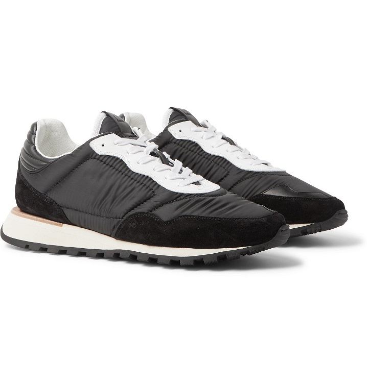 Photo: Dunhill - Axis Leather and Suede-Trimmed Shell Sneakers - Black