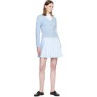 Thom Browne Blue Oxford 4-Bar Drawstring Pleated Miniskirt