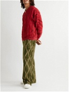 KAPITAL - Straight-Leg Striped Fleece Trousers - Green
