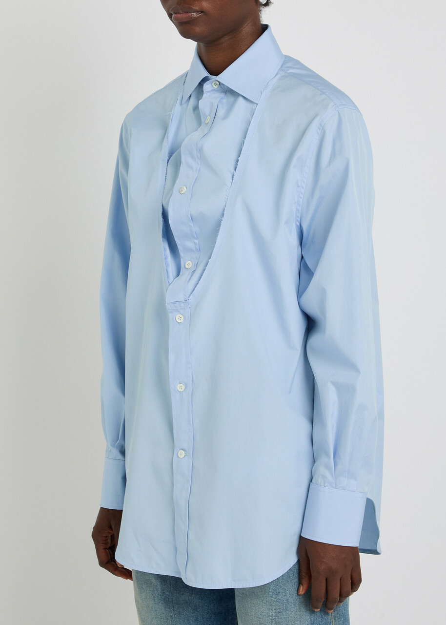 Maison Margiela Panelled Cotton-poplin Shirt Light Blue