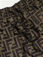 Fendi - Straight-Leg Short-Length Logo-Print Swim Shorts - Brown